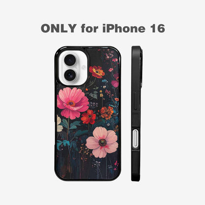 iPhone 16 Case — Shadowy Glitch Floral Pattern Hundreds Of, Custom Print Case Cover