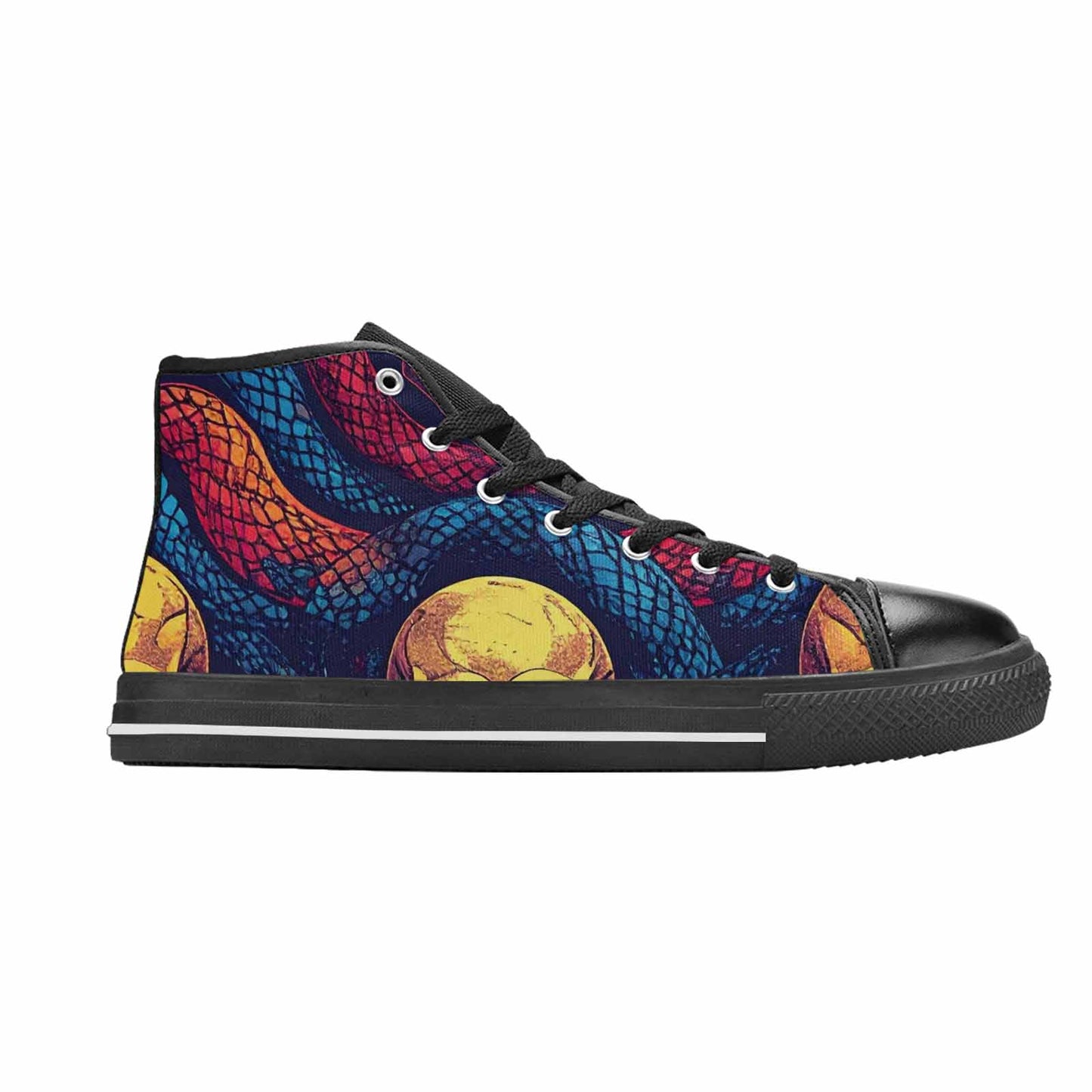 MEN'S Snake Skulls Print High Top Canvas Vivid Custom Shoes