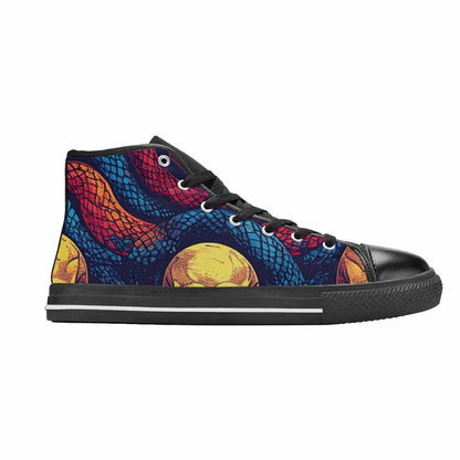MEN'S Snake Skulls Print High Top Canvas Vivid Custom Shoes