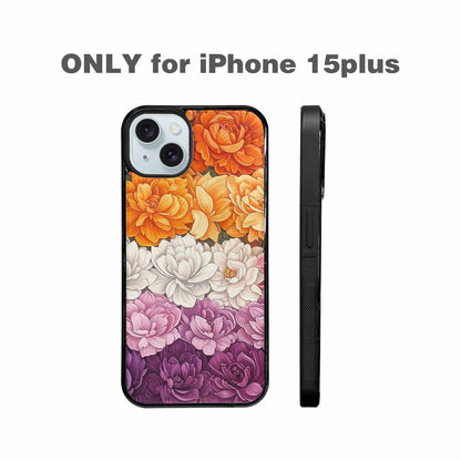 iPhone 15 Plus Case — Lesbian Flag Color Theme Small Rainbow, Custom Art Phone Cover