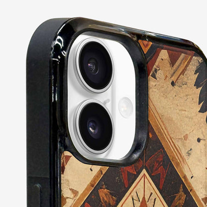 iPhone 16 Plus Case — Native American Geometric Pattern Arrows Feathers, Original Design Phone Case