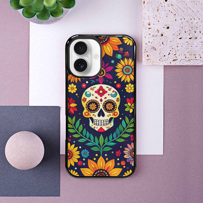 iPhone 16 Case — Sunflowers And Skulls, Custom Designed Case Cover