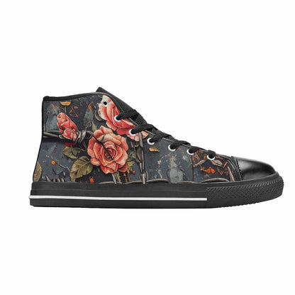 WOMEN'S Barbed Wire Chain High Top Canvas Vivid Custom Sneakers