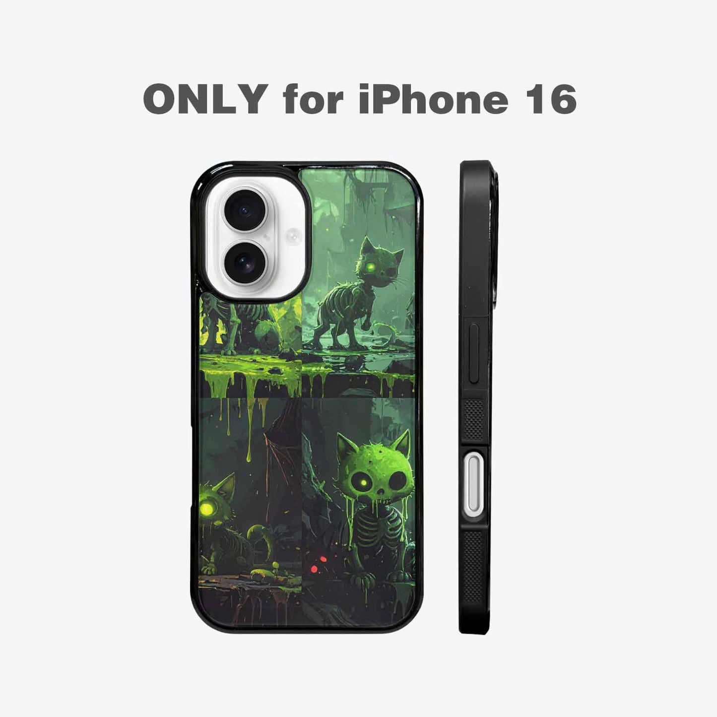 iPhone 16 Case — Toxic Melting Skeleton Cats Small Toxic, Custom Phone Case