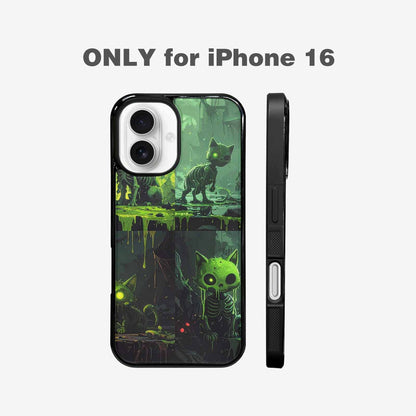 iPhone 16 Case — Toxic Melting Skeleton Cats Small Toxic, Custom Phone Case