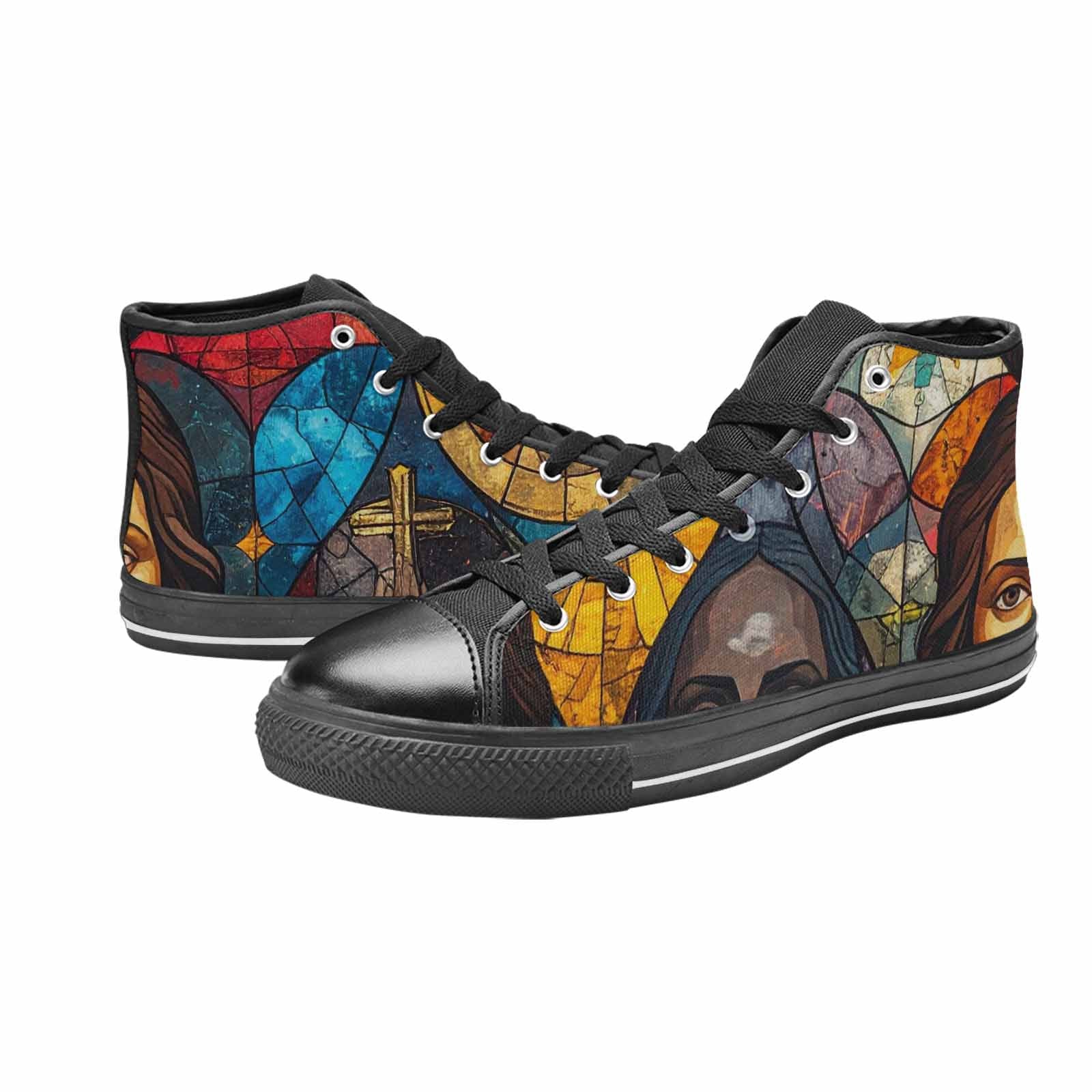 MEN'S Jesus Face Small High Top Canvas Surreal Custom Sneakers