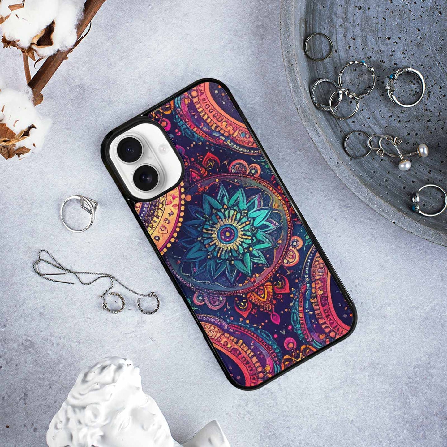 iPhone 16 Plus Case — Paisley Mandala, Custom Print Case Cover