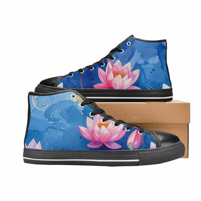 MEN'S Water Lilies Impressionist High Top Canvas Wallpaper Art Sneakers