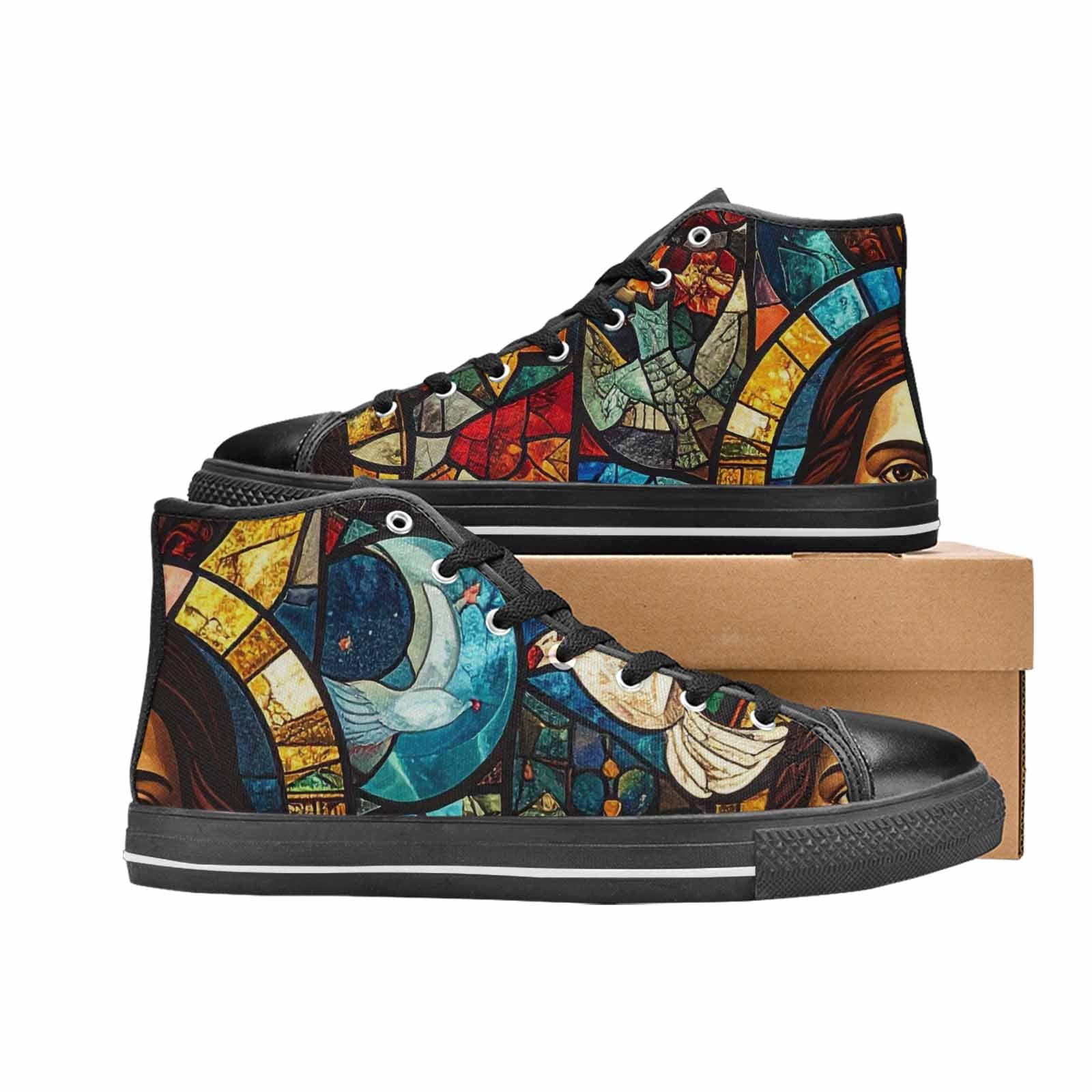 MEN'S Jesus Face Small High Top Canvas Vivid Shoes