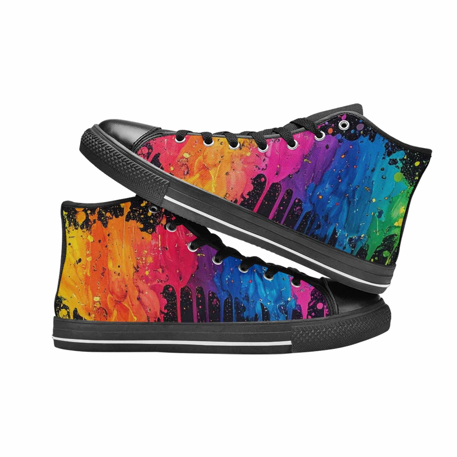 MEN'S Paint Splatter High Top Canvas Cottagecore Custom Shoes