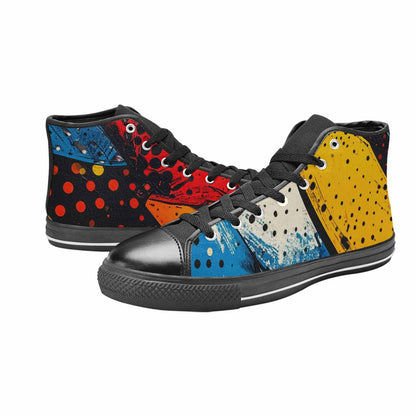 WOMEN'S Comic Book Halftone High Top Canvas Wallpaper Art Shoes