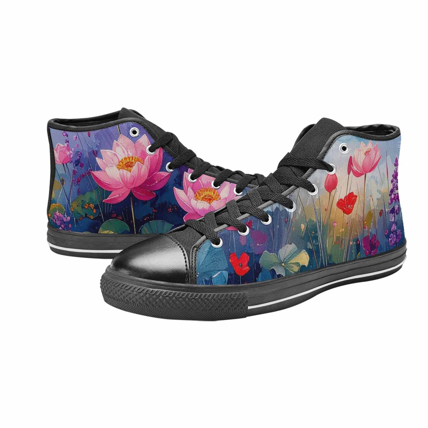 WOMEN'S Monet-Style Impressionist Water High Top Canvas Aesthetic Sneakers