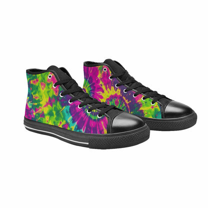 MEN'S Tie Dye - High Top Canvas Wallpaper Art Custom Shoes