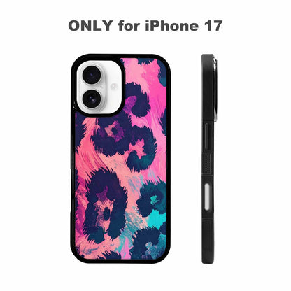 iPhone 17 Case — Leopard Neon Pink Teal Airbrush Animal, Custom Made Phone Cover