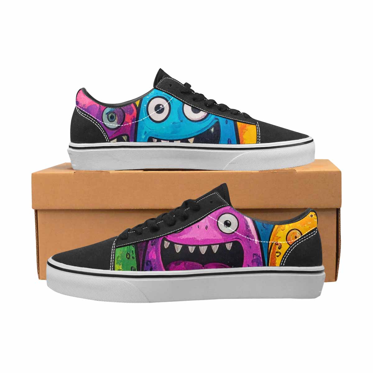 MEN'S Goofy Cartoon Monster Canvas Lace-Up Neon Fantasy Sneakers