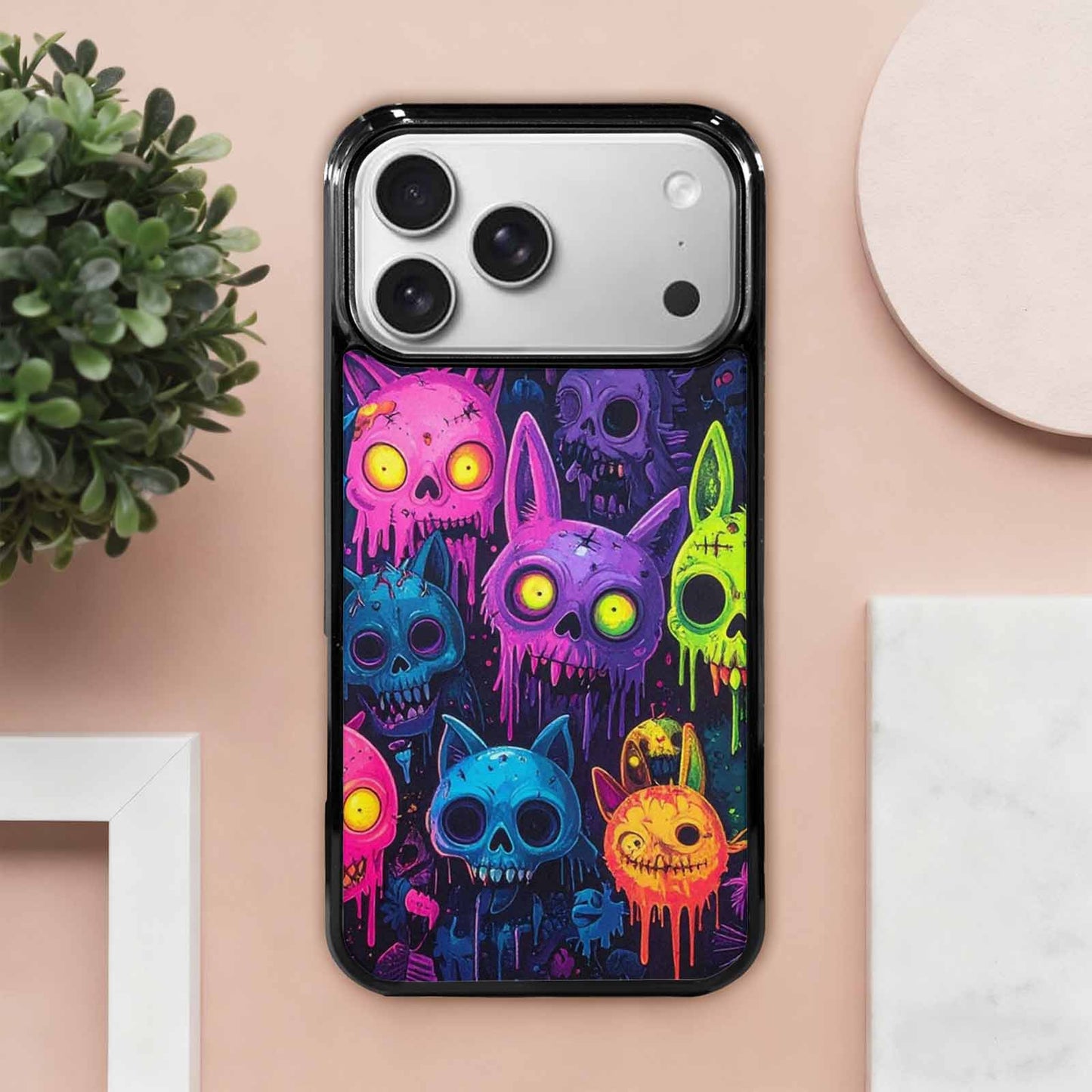 iPhone 17 Pro Max Case — Mixed Toxic Glow Creature Cartoon Cute, Custom Printed Phone Case