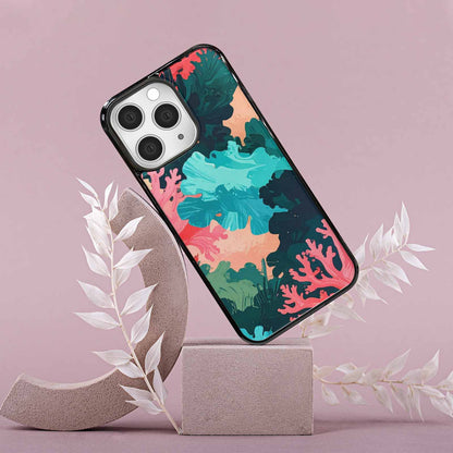 iPhone 15 Pro Max Case — Camo Coral Turquoise, Custom Made Phone Cover