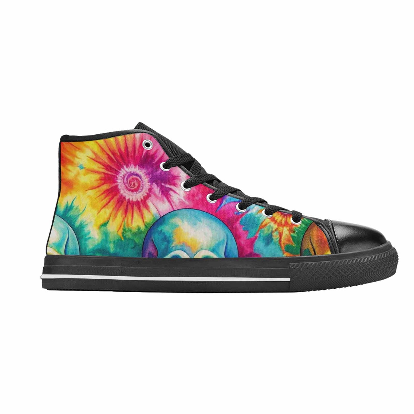 WOMEN'S Tie Dye Skulls Print High Top Canvas Dreamcore Sneakers