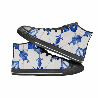 WOMEN'S Talavera Tile Floral High Top Canvas Vibrant Chaos Custom Sneakers