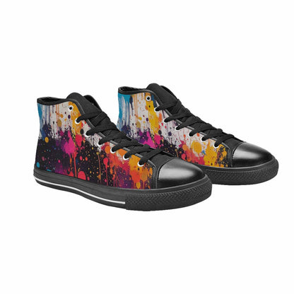 WOMEN'S Paint Splatter High Top Canvas Surreal Custom Shoes