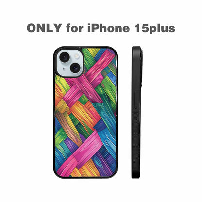 iPhone 15 Plus Case — Polysexual Flag Color Theme Small Rainbow, Custom Printed Phone Case