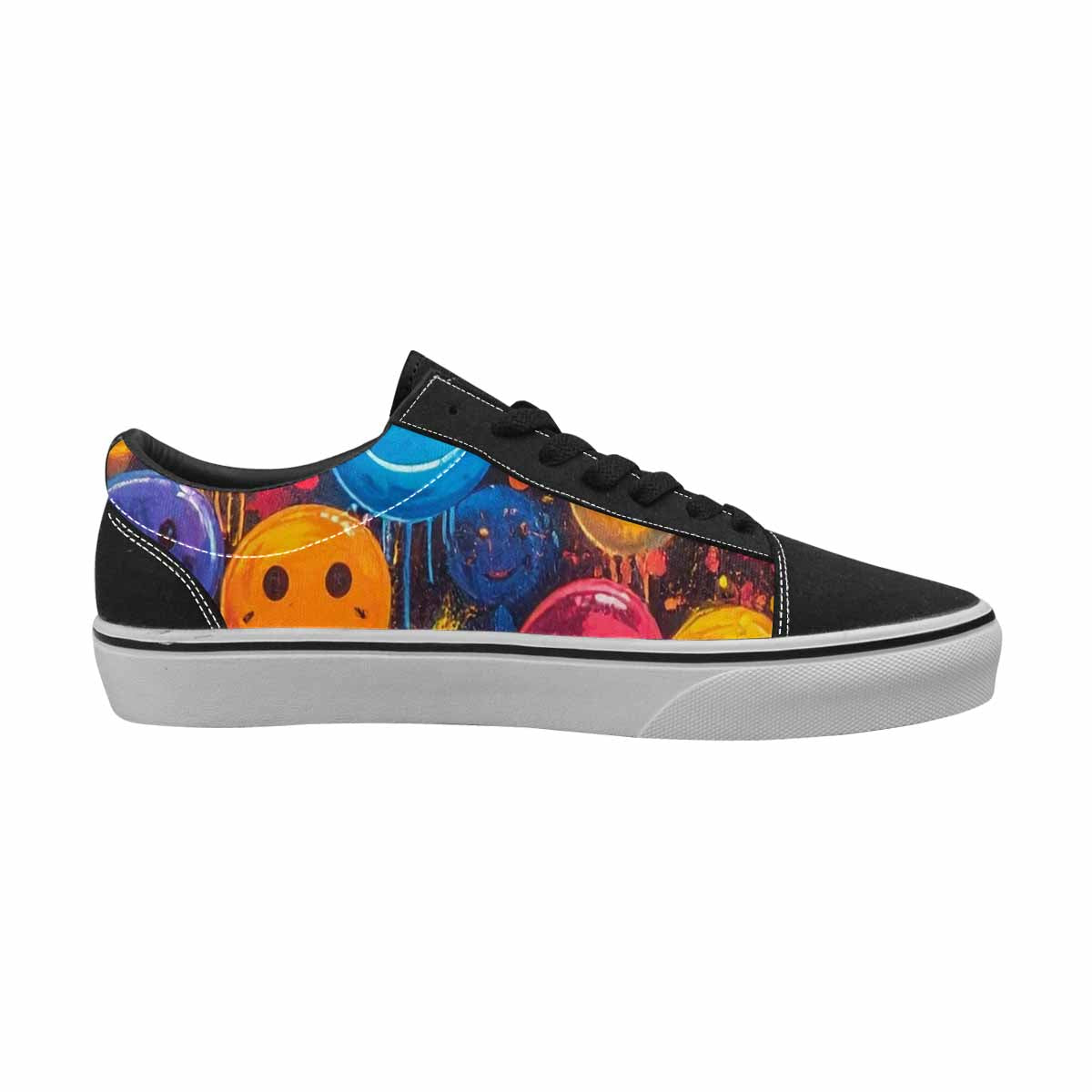 WOMEN'S Smiley Faces × Glow Lace-Up Canvas Dark Academia Custom Sneakers