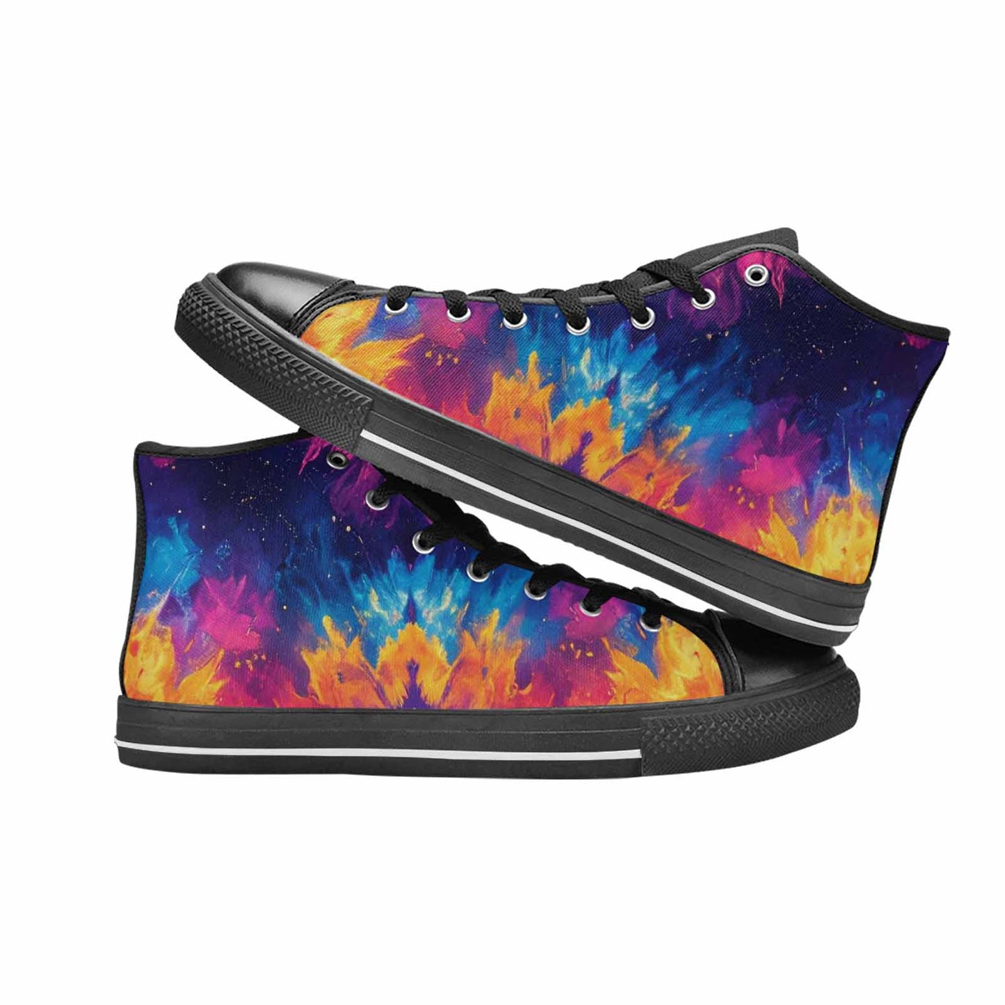 WOMEN'S Tie Dye Galaxy High Top Canvas Vibrant Chaos Custom Shoes