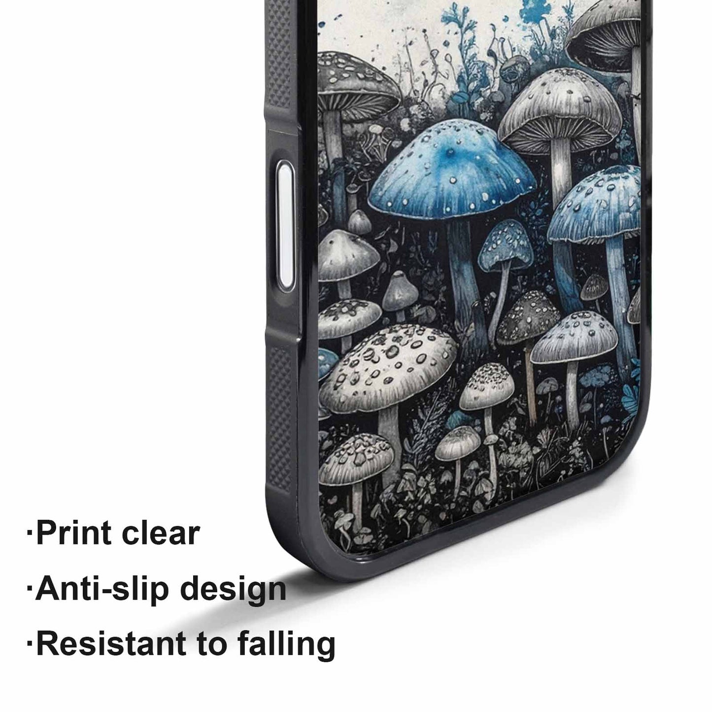 iPhone 17 Pro Case — Mushrooms General Black Blue Ink Original, Personalized Phone Case