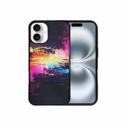 iPhone 16 Plus Case — Glitch Dark Art Seamless Pattern Vibrant, Customized Protective Case