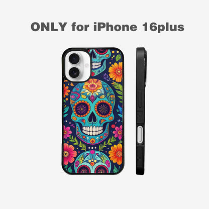 iPhone 16 Plus Case — Rainbow Sugar Skull Weave 3 Personalized, Original Design Phone Case