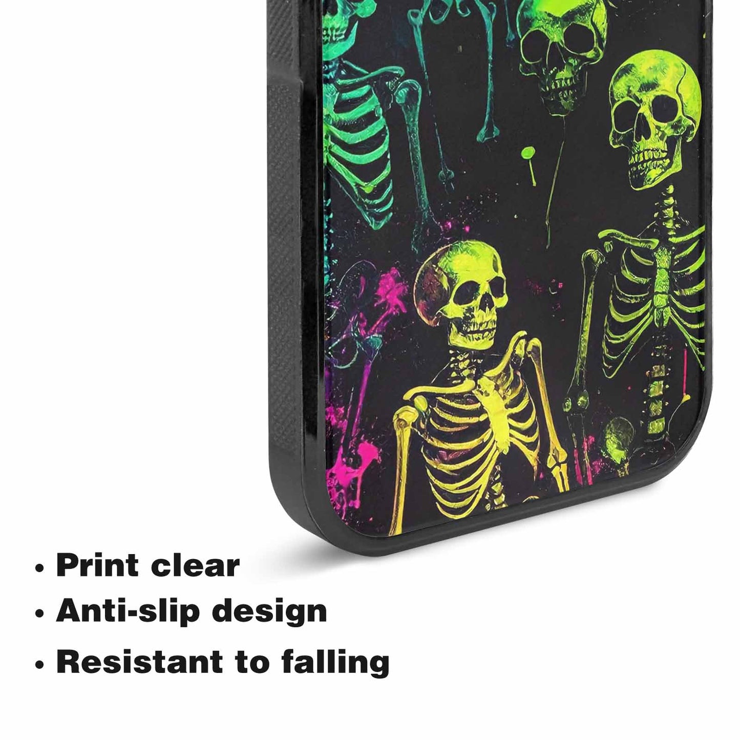 iPhone 15 Plus Case — Skeletons Neon Green Glowskele, Custom Made Phone Cover