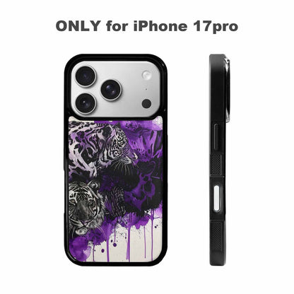 iPhone 17 Pro Case — Black Purple Ink Animal Print Animal, Custom Made Phone Cover