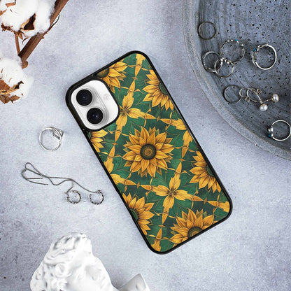 iPhone 16 Plus Case — Sunflower Mandala Kaleidoscope, Original Design Phone Case