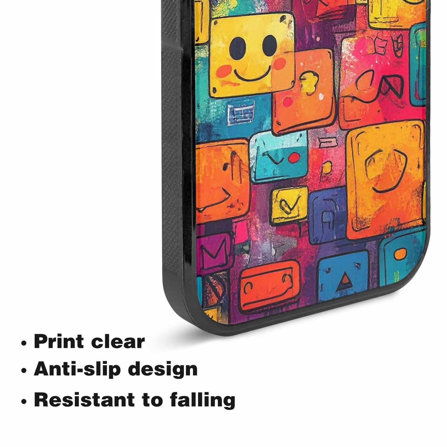 iPhone 15 Case — Hand Drawn Icon Doodle Pattern Hundreds, Custom Phone Case
