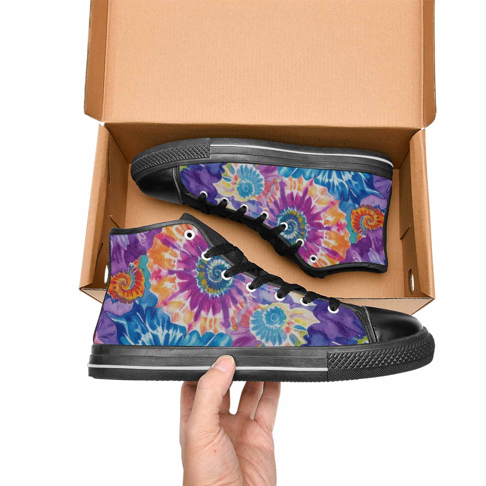 MEN'S Tie Dye Swirl High Top Canvas Y2K Shoes