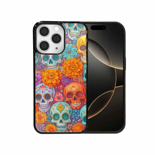 iPhone 15 Pro Max Case — Ornate Candy Color Skull Pattern Hundreds, Custom Phone Case