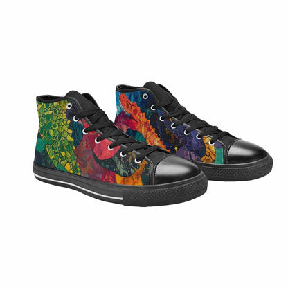 MEN'S Dinosaur Silhouette High Top Canvas Grunge Custom Sneakers