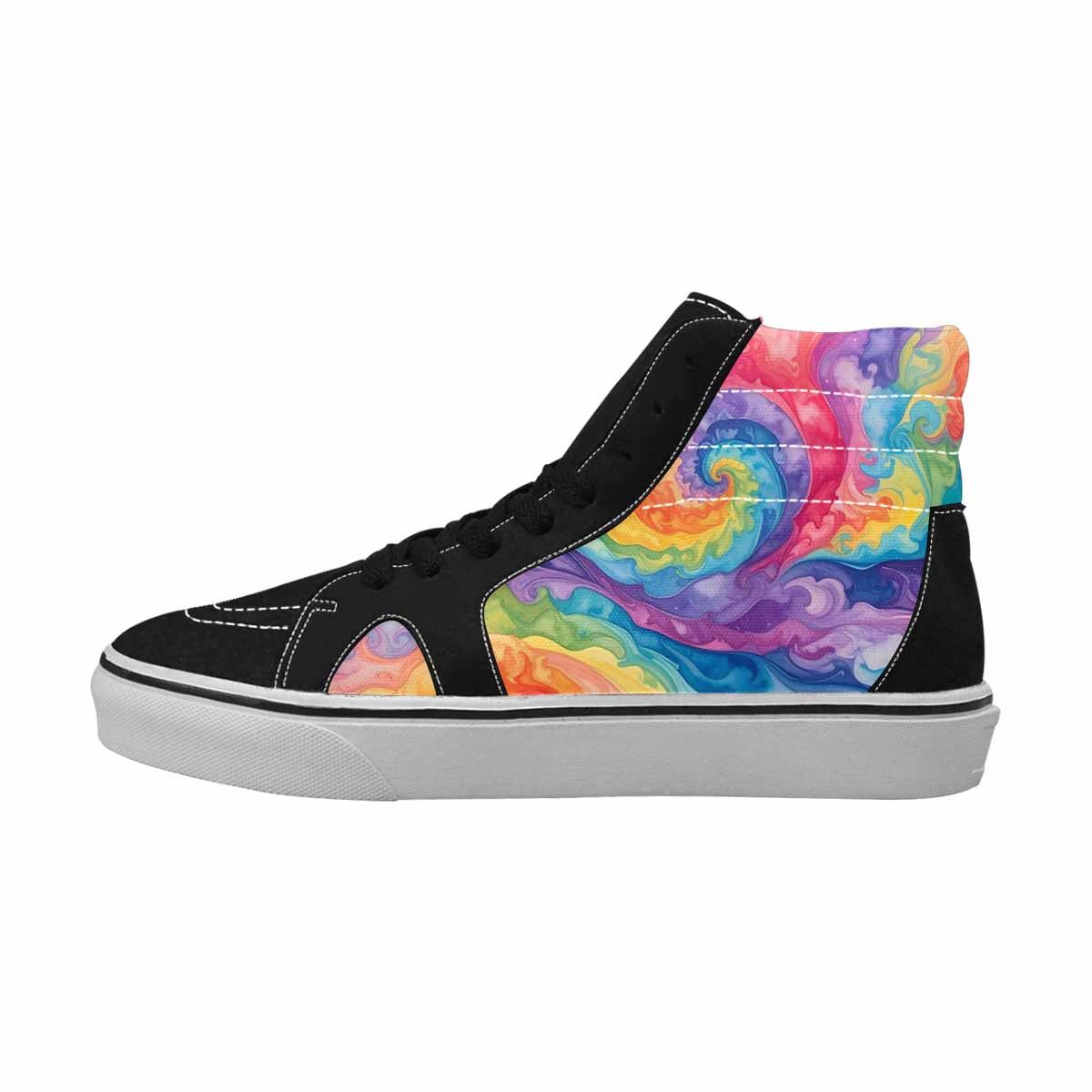 MEN'S Tie Dye Swirls Tie High Top Canvas Wallpaper Art Custom Sneakers