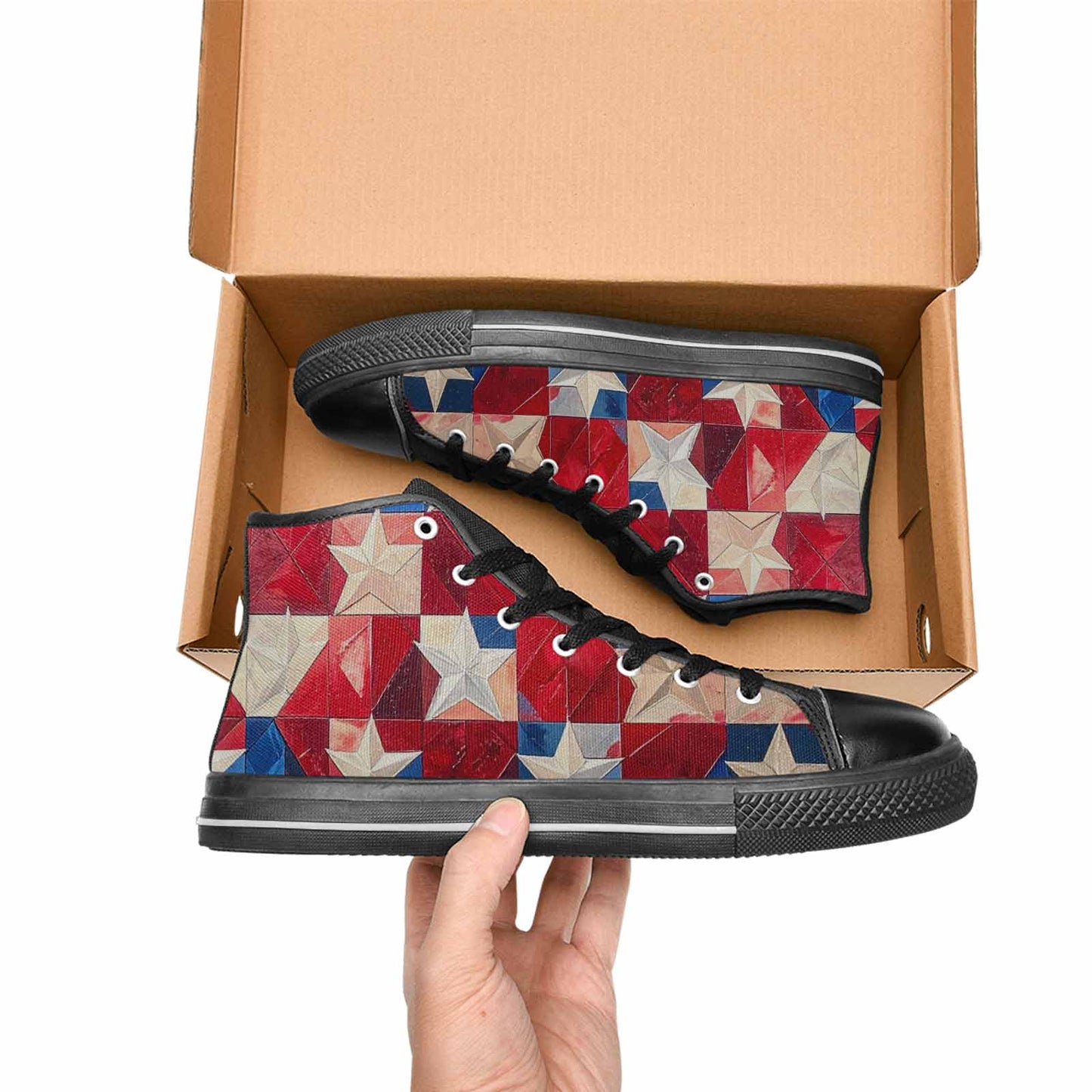 MEN'S American Flag Stars High Top Canvas Vivid Sneakers