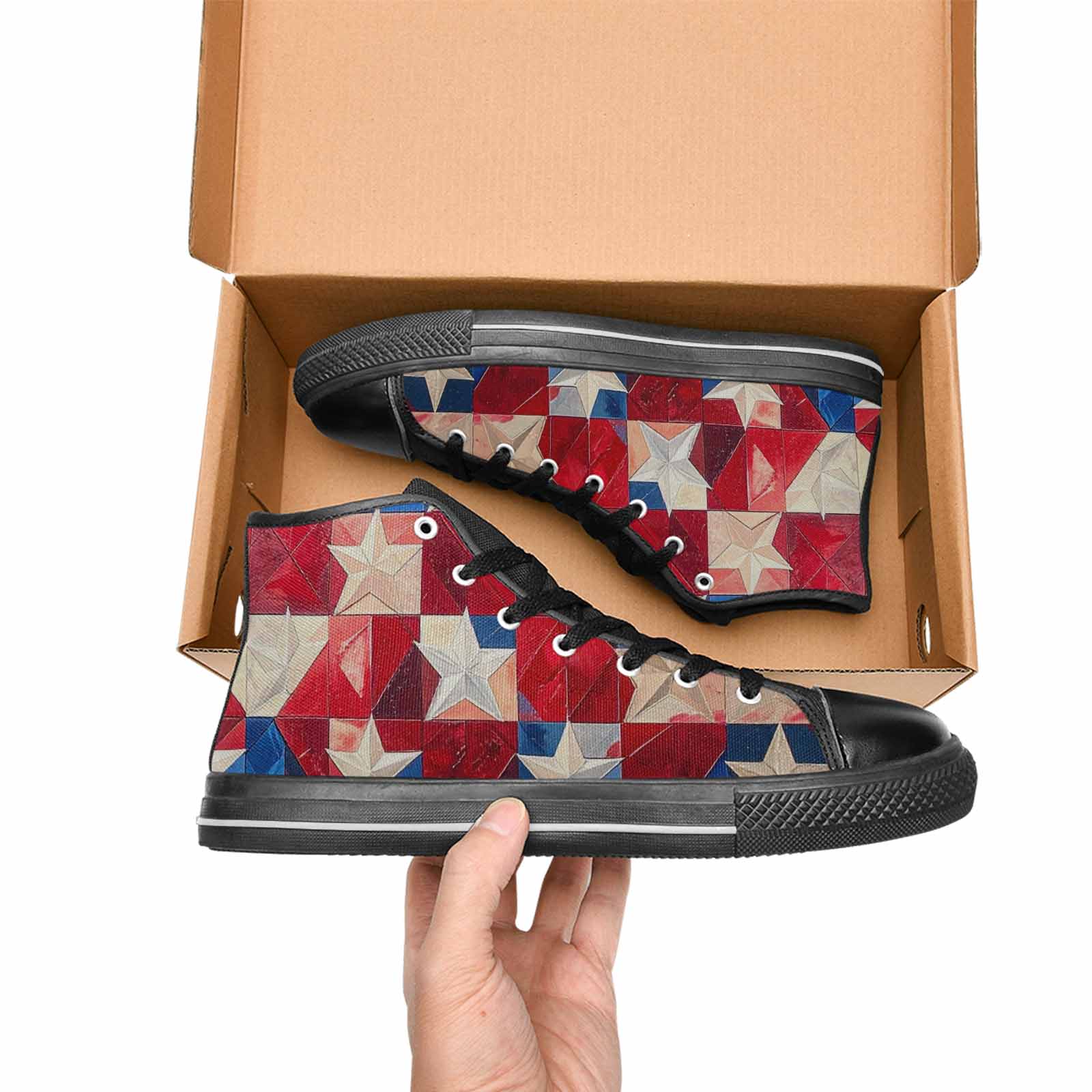 MEN'S American Flag Stars High Top Canvas Vivid Sneakers