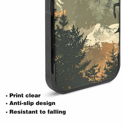 iPhone 15 Case — Hunting Camouflage Pattern With Deer And, Custom Made Phone Cover