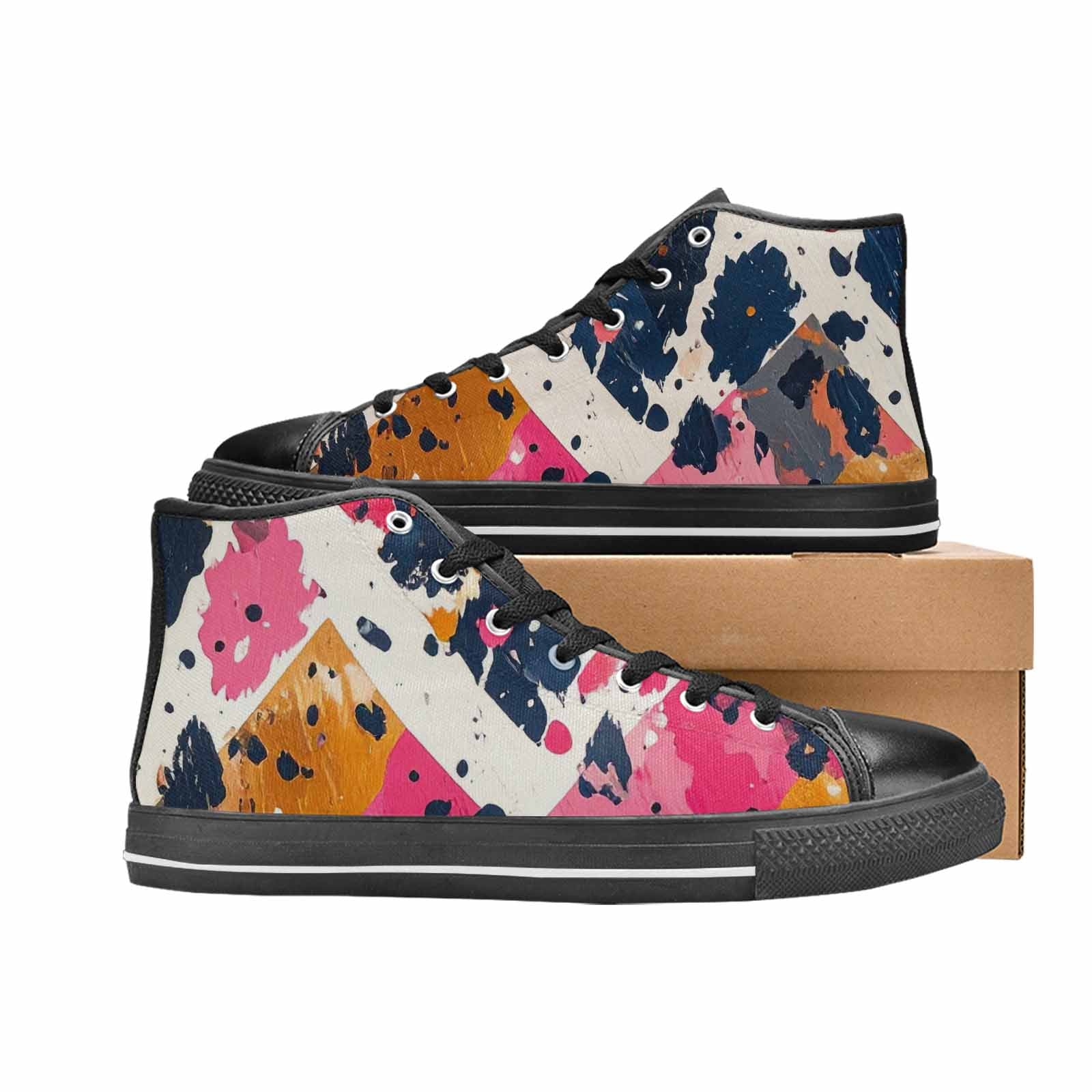 MEN'S Cow Animal Print High Top Canvas Wallpaper Art Shoes