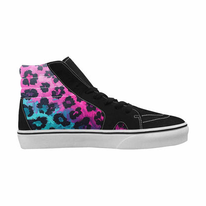 MEN'S Leopard Neon Pink Teal Airbrush High Top Canvas Cottagecore Shoes