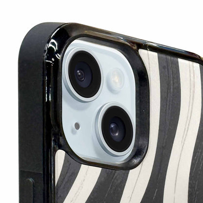 iPhone 15 Case — Modern Zebra Stripe Print Crisp Black, Custom Made Phone Cover