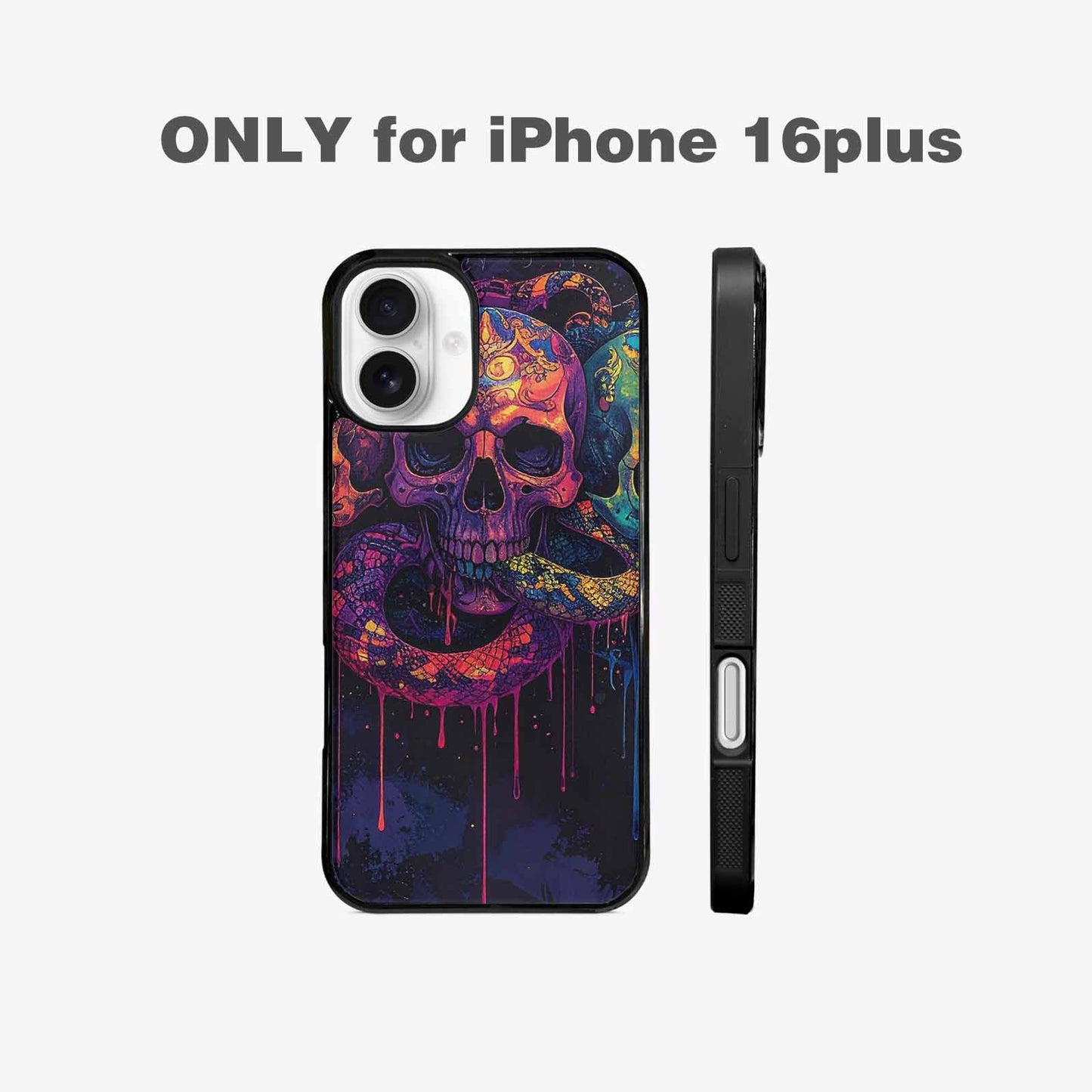 iPhone 16 Plus Case — Snakes And Skulls And Snakes Skulls, Unique Phone Case Design