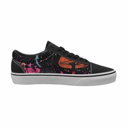 MEN'S Mushrooms Black & Pink Ink Canvas Wearable Art Dreamcore Original Art Sneakers