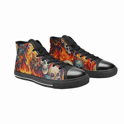WOMEN'S Skulls - Flaming High Top Canvas Cottagecore Custom Sneakers