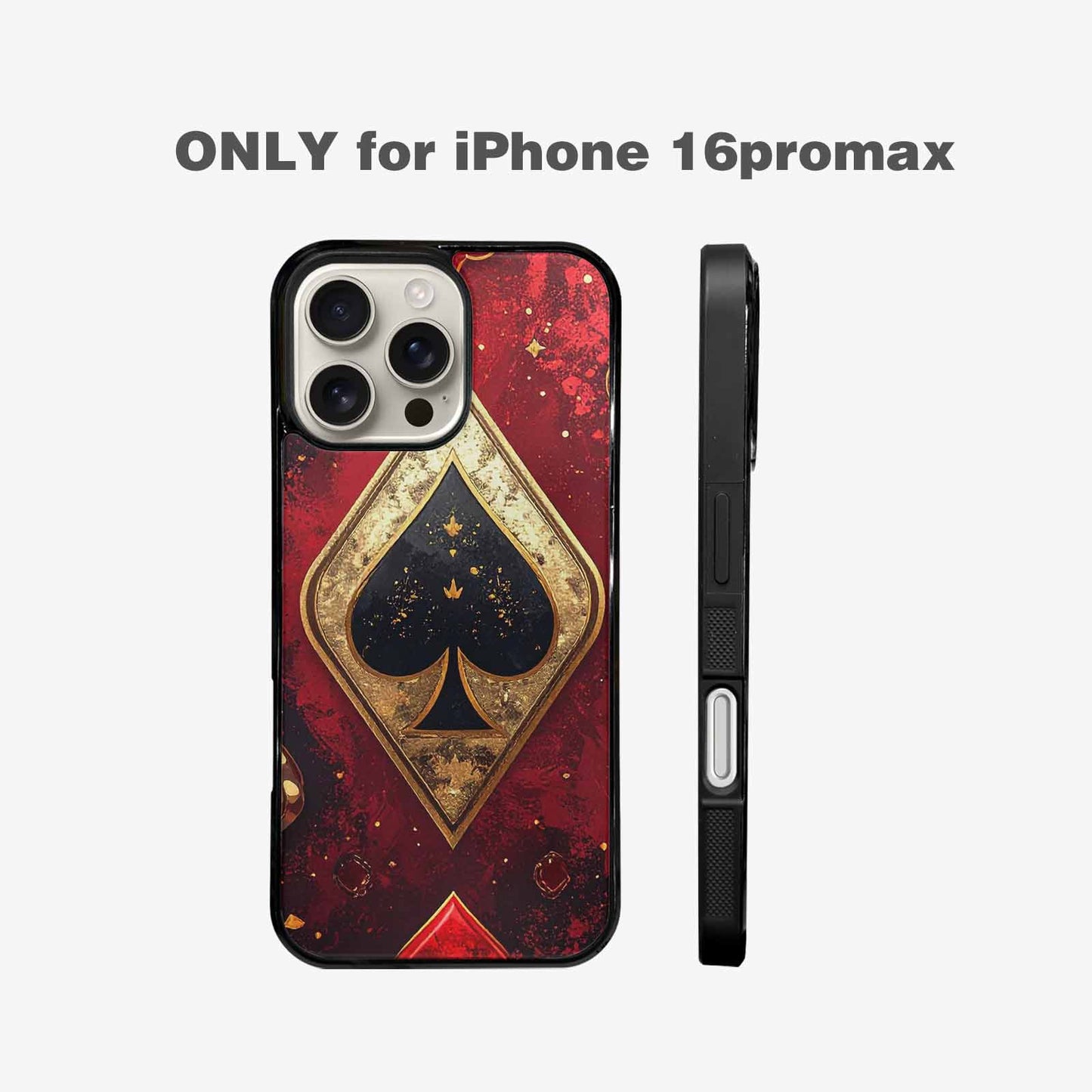 iPhone 16 Pro Max Case — Playing Card Suits Pattern Poker Chips, Custom Printed Phone Case