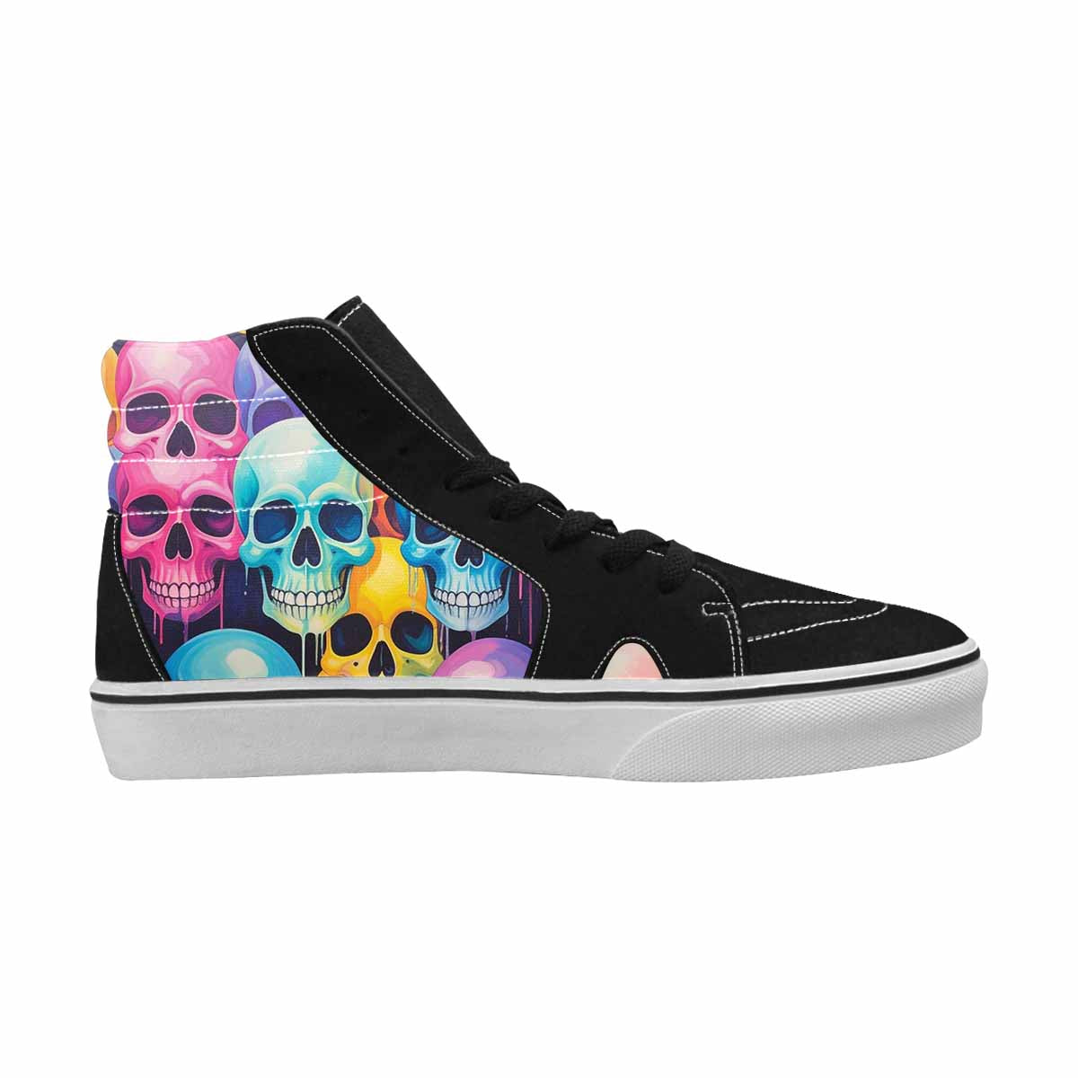 WOMEN'S Dripping Candy Skulls High Top Canvas Grunge Custom Sneakers