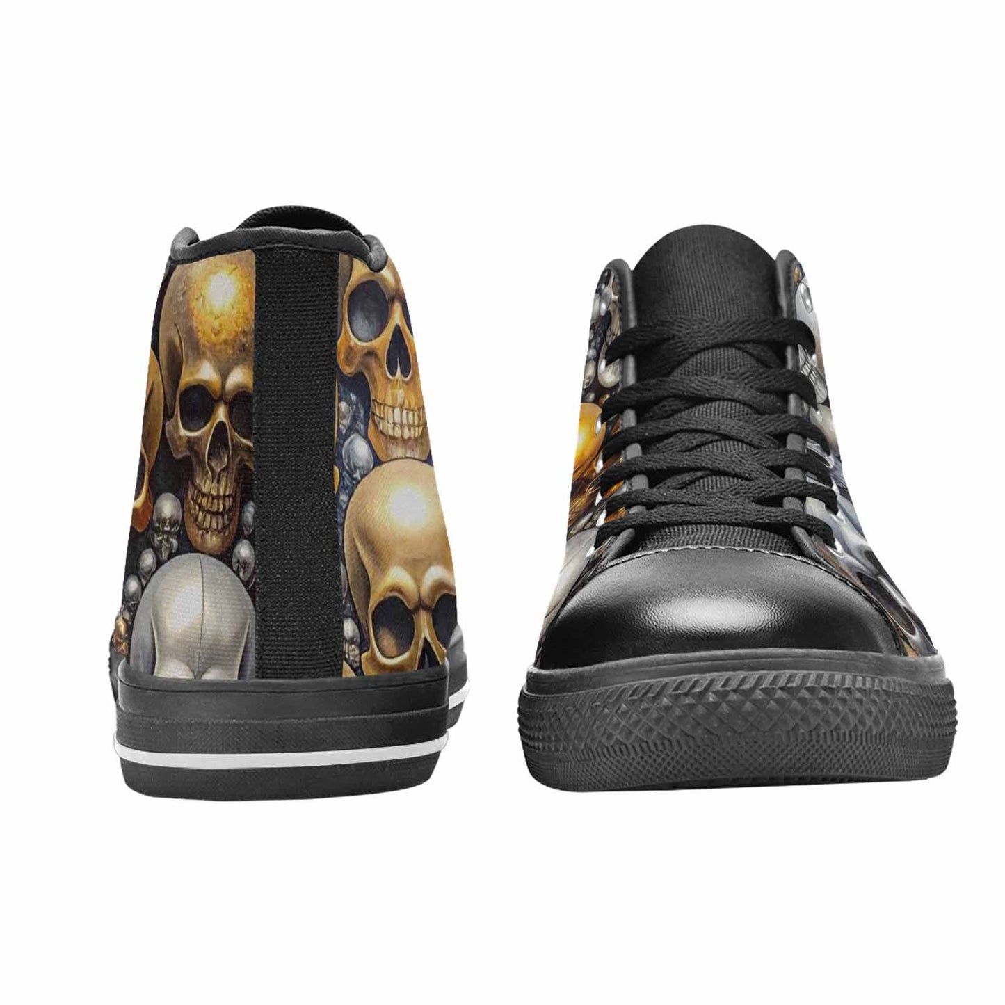 WOMEN'S Skulls - Metallic-Chrome- High Top Canvas Cottagecore Shoes